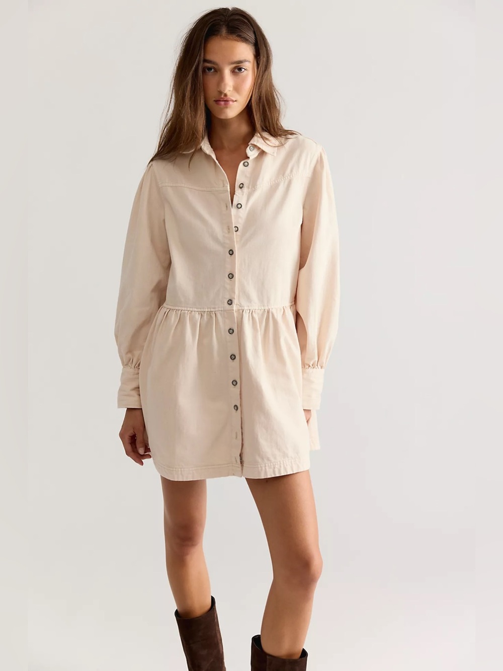 Free People Harlow Marris Denim Dress Long Sleeve Oversized